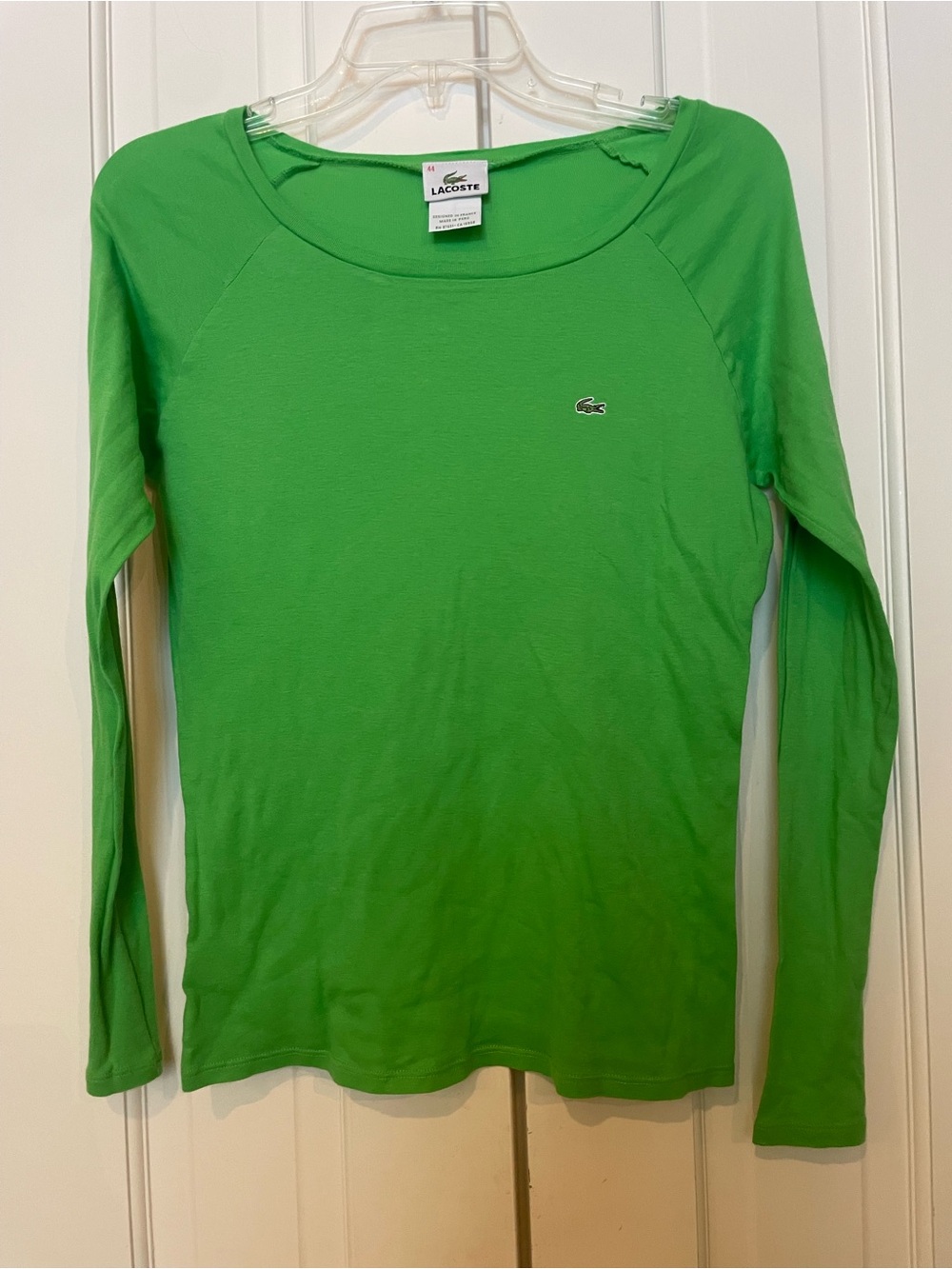 Lacoste Bright Green Long Sleeve Scoop Neck Tee